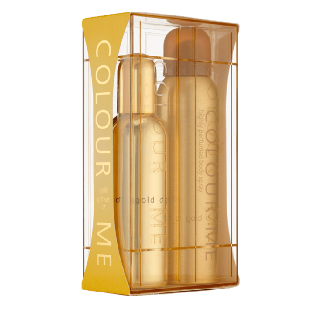 COLOUR ME 100ml EDP woda perfumowana męska /150ml Body Spray Gift Set HOMME GOLD