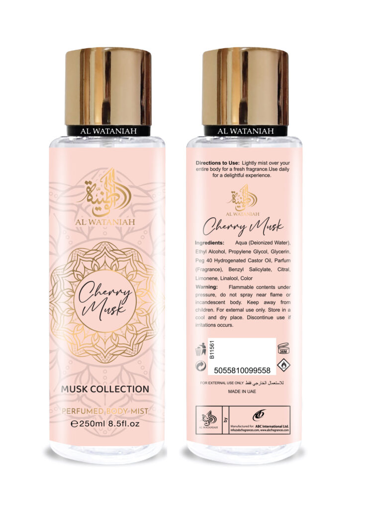 Al Wataniah Perfumed Body Mist 250ml - Cherry Musk mgiełka do ciała