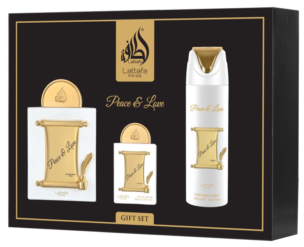 Lattafa Peace & Love Giftset + Deo, 100 ml + 20 ml + 200 ml