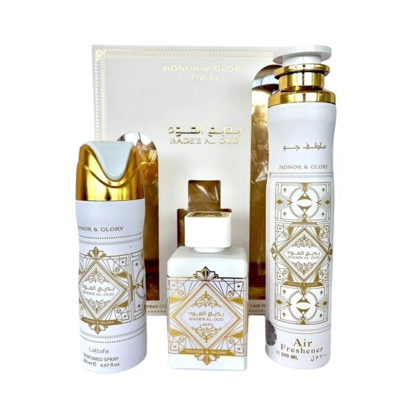 Lattafa Bade'e al Oud Honor & Glory Giftset + Deo, 100 ml + 200 ml + 300 ml